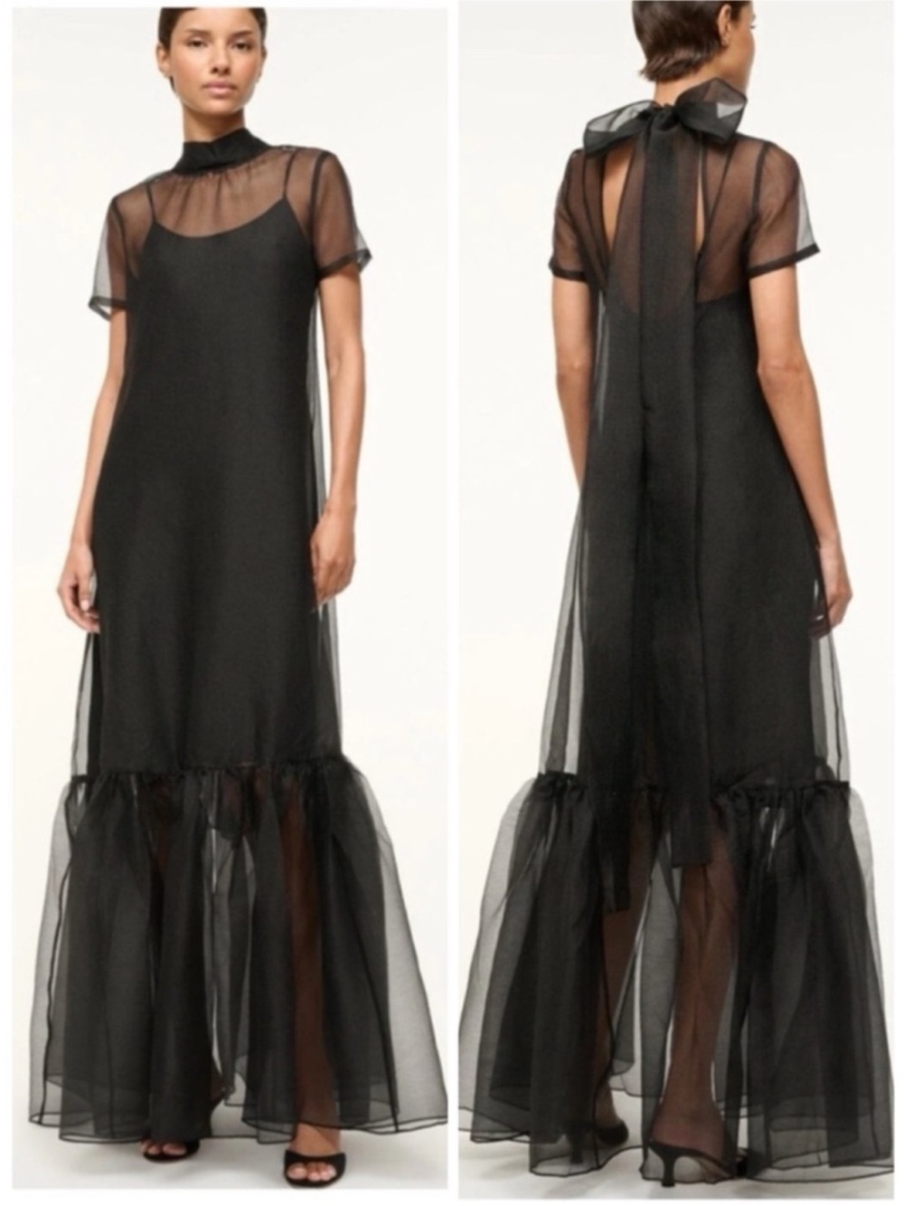 STAUD Calluna Maxi Dress Gown in Black SZ M